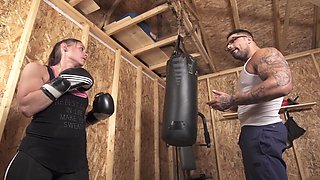 Curvy Tanya and fit Alex heat up the gym in a raunchy reality encounter