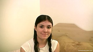 Real amateur porn darkhaired babe masturbating and suck penis