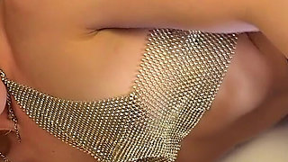 Lots of Cum on Her Pantyhose After Long Slow Tease and Balls Play with Wife of Neighbor From the Big Cock