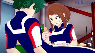 Ochako Uraraka plays rigid with Izuku Midoriya's chisel in the warehouse. - My Hero Academia Anime Porn