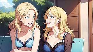 College girl in anime style gets into wild cartoon action