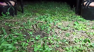 Woman in High Heels Masturbates While Pumping Car Pedals