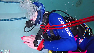 Underwater Bondage in Scuba Tied Tight & Dragged Through Water