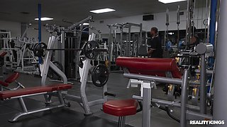 Watch Out, The Gym Makes Her Horny part 2 - Latina Melztube Interracial in Gym with Black Monster cock