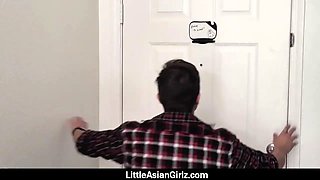 Hot asian pizza delivery girl Ember Snow bangs gamers rods