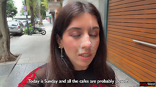 I Love to Walking Covered in Cum! Please Cum on My Face! - Public Cumwalk on Street