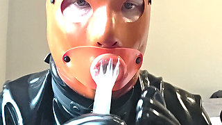 Dressing In Rubber To Swallow 6 Laods of Cum