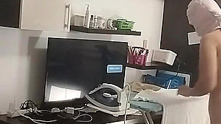 Sexy Brunette Doing Naked Chores Around the House