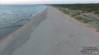 Blonde Beach Orgasm at Sunset