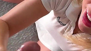 No Panties No Bra All Naturals Big Boobs MILF Wife Cheats on Small Dick Husband by Giving a Handjob to Her Model