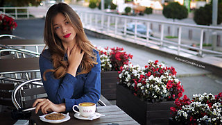 Magnetic Russian Beauty Playing with Cigarette Smoke