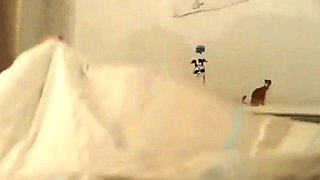 Busty amateur Milf strips off and sucks cock then fucks