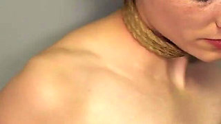 Slave Mila Tied to Post by Neck Rope Tries to Distract Herself by Reaching Multiple Orgasms While Balancing on Tiptoes (1080p)