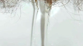 Woman Pissing in the Toilet, Golden Shower, Hairy Pussy Pee