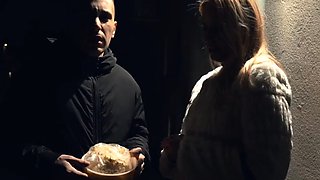 Blonde slut gives hardcore blowjob