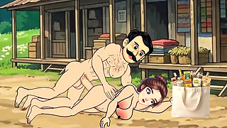 Cartoon video of Swati and shopkeeper Ramu's funny sex. Big cock fucking.