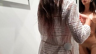 Fitting Room Cam: Brunette Babe Undresses