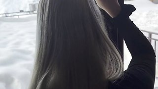 It’s Too Cold Outside! Play with my Tits inside and Fuck