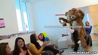 Watch these wild party girls take turns on a huge dong and get rewarded with cumshots!