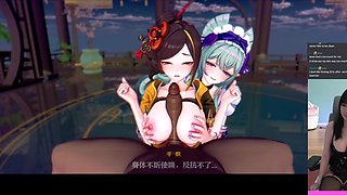 chiori x yumemizuki mizuki . genshin influence anime porn