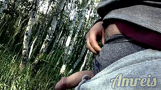 Masturbation in the woods by the roadside