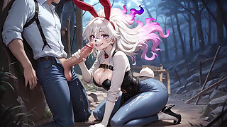 ATKINS HEAVEN - Late Night Blowjob By A Sexy Bunny With Thick Thighs In A Forest