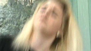 Perfec Blondie From Germany in Black Stockings Got to Ride Cock