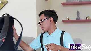 Stepsis secret revealed leads to intense bedroom sloppy blowjob