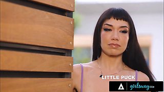 Girlsway - tempting Little Puck lures angry housewife Shay Sights into hot lesbian anal have fun