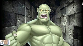 Hot blonde elven babe Studiouwu gets dominated by a massive orc in dungeon escape