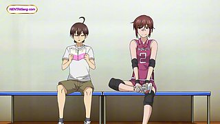 Tall anime volleyball babe rides a tiny cock and takes huge creamy load