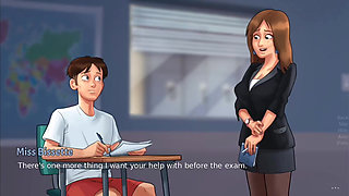 Miss Bissette Teaches Anon French Kiss - Summer Time Saga Gameplay
