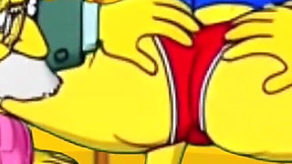 Dirty Orgy of Housewife Mrs. Sinpsom with Old Men at the Casting. Cartoon Parody