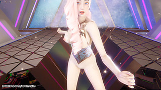 [mmd] Hyolyn - Wait Seraphine Sexy Striptease League of Legends Uncensored Hentai