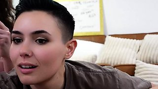 Heavy metal brunette lesbians anal toy action