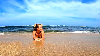 Blonde Babe's Naked Swim in the Ocean