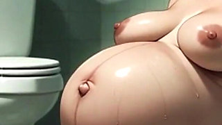 Very Pregnant Slave Smoking in Toilet Bondage - Craving Cum Deep Inside