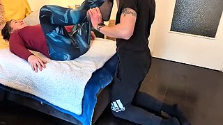 German Stepmom Sniffs Pussy & Foot Worship - Hairy Mature & Young Son