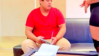 Busty secretary María Carbaleon de-stresses her boss by