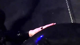 Gimp fucked in the dirty toilet