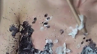 The Mistress's Punishment for the Cross-dressing Masochistic Man Is Strapon Deepthroating, Hot Wax, and Whipping