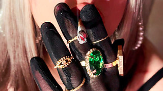 Nylon British Mature Tina Snua Smoking A Cigarette In Nylon Elbow Gloves & Jewellery - Smoker OMI OME Snap Inhale Drifting