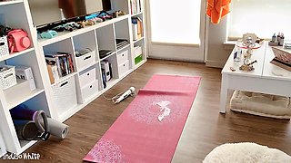 Voyeur Watches Naked Yoga Girlfriend Masturbate