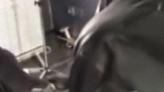 Caged and gagged Rubber Sissy get fucked