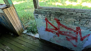 Tits and ass spanked on the porch