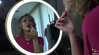 Blonde MILF Angel The Dreamgirl Gives Blowjob in Latex and Stockings - Cum in Mouth 4K Porn