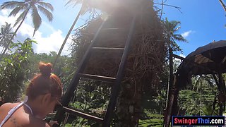 Big booty Thai girlfriend garden lovemaking