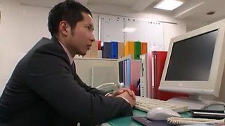 Horny Japanese chick Mako Oda in Hottest Secretary, Gangbang JAV clip