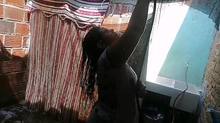 The Maid Works by Moving Her Big Ass While I Watch Her... She Makes My Dick Hard