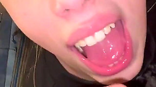 Toilet pee fun sloppy teen blowjob
